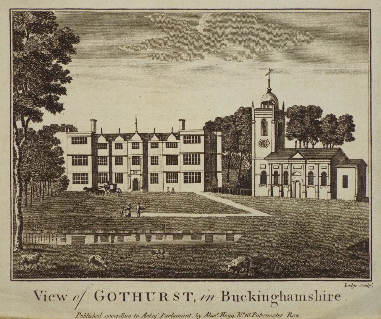 Print - View of Gothurst, in Buckinghamshire. - 